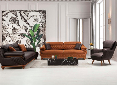 Living Room Complete 3-piece Modern 2x Three-seater Sofa Couch Luxury Armchair New